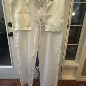 MARNI White Wide Leg Pants with Relaxed Fit and Textured Fabric